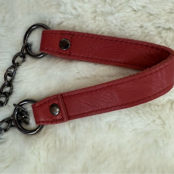 LIEBESKIND Berlin Red Leather Mini Crossbody Bag Chain Strap Cowhide - Picture 15 of 15